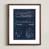"Train diagram" - Art Print in Navy by Robert and Stella - Framed