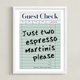 "Guest Check: Custom Print" - Custom Print in Teal by Jennifer Lew - Framed