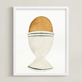 "The Humble Egg" - Art Print in porcelain gray by Monica Loos - Framed
