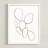 "Cactus Line Drawing" - Art Print in dusty white by Amanda Phelps - Framed