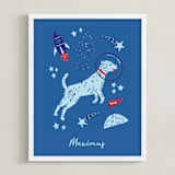 "Space Pup" - Personalized Art Print in Celestial by Kristin Mastoras - Framed