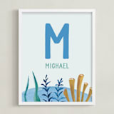 "Ocean Friends - Custom" - Personalized Art Print in Ocean Blue by Teju Reval - Framed