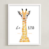 "baby animal.giraffe" - Personalized Art Print in tangerine by Cass Loh - Framed