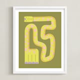 "Twisty Giraffe" - Art Print in Moss by Ampersand Design Studio - Framed