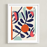 "Garden Remixed and Reimagined" - Art Print in Midnight Blue by Deborah Velasquez - Framed