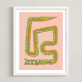 "Twisty Alligator" - Art Print in Moss by Ampersand Design Studio - Framed
