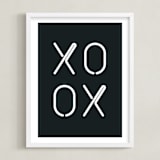 "Neon Series II: XOXO" - Art Print in white by AK Graphics - Framed