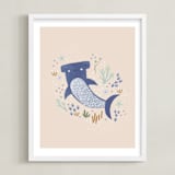 "Sharky cute" - Art Print in Blush by Tati Abaurre - Framed