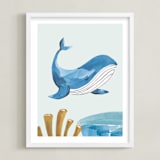 "Ocean Friends I" - Art Print in Whale by Teju Reval - Framed