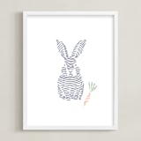 "Lined Animals IV" - Art Print in OCEAN BLUE by Jayne Alfieri - Framed