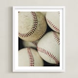 "Baseball 2" - Art Print in Beige by Helen Makadia - Framed