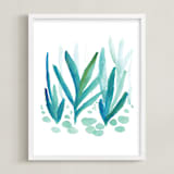 "growing grass" - Art Print in aqua blue by Ramoncita - Framed