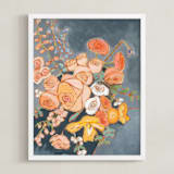 "Sitting Pretty II" - Art Print in Coral by Jennifer Allevato - Framed