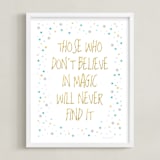"Believe in Magic  " - Art Print in Gold  by Gray Star Design - Framed