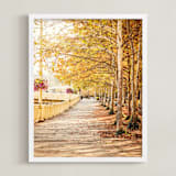 "Fall Tree-lined Street" - Art Print in Golden Glow by Erin Niehenke - Framed
