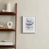 "Folk Whales" - Art Print in Mint by Hannah Williams - In a Room