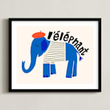"French Elephant" - Art Print in Blueberry by Morgan Kendall - Framed