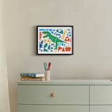 "TRex RAWR!" - Art Print in Aqua by Eleanor Mayrhofer - In a Room