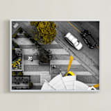 "Story from Aerial #1" - Art Print in textured yellow by Van Tsao - Framed