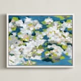 "Verdant" - Art Print in Ocean Blue by Denise Wong - Framed Canvas