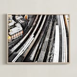 "Stroke of infrastructure" - Art Print in rustic brown by Van Tsao - Framed