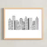 "Linear Cityscape" - Art Print in Black by Daniela - Framed