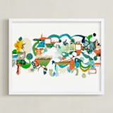 "Green Hills" - Art Print in Verdant Green by Erin McCluskey Wheeler - Framed