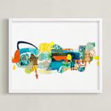 "The Lake and the Trees" - Art Print in Juicy Orange by Erin McCluskey Wheeler - Framed