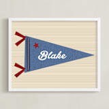 "Little Slugger Series 2" - Personalized Art Print in Denim by Pinky Diamond Studio - Framed