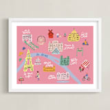 "Paris Map" - Art Print in Rose by Jenna Holcomb - Framed