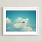 "Fly With Me I" - Art Print in Sky Blue by Erin Beutel - Framed