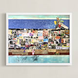 "Hoboken" - Art Print in Blue by Misty Hughes - Framed