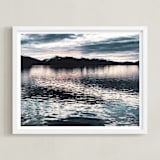 "Juneau from the Sea" - Art Print in Sea Blue by Loree Mayer - Framed