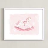 "Rocking Horse" - Art Print in Rose by Laura Bercovich - Framed
