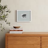 "Railroad Stripe: Landscape" - Framed Photo in Denim by Olivia Kanaley Inman - In a Room