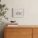 "Luxe Stripes: Landscape" - Framed Photo in Azure by Creo Study - In a Room