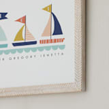 "Sailing Away" - Personalized Art Print in Sea Blue by Lisa Nelson - Frame Close-up