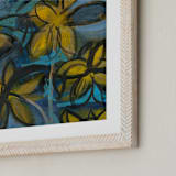 "Shining Flowers Series 1" - Art Print in Vibrant Blue and Yellow by Angela Simeone - Frame Close-up