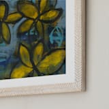 "Shining Flowers Series 2" - Art Print in Brillant Blue and Yellow by Angela Simeone - Frame Close-up