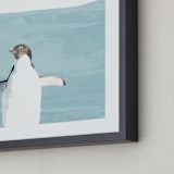 "Naked Penguin" - Art Print in Glacier by Michelle Poe - Frame Close-up