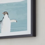"Naked Penguin" - Art Print in Glacier by Michelle Poe - Frame Close-up