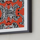 "Zebraba Tile" - Art Print in China Red by 2birdstone - Frame Close-up