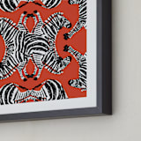 "Zebraba Tile" - Art Print in China Red by 2birdstone - Frame Close-up