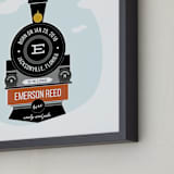 "T is for Train" - Personalized Art Print in Coal by Anupama - Frame Close-up