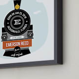"T is for Train" - Personalized Art Print in Coal by Anupama - Frame Close-up