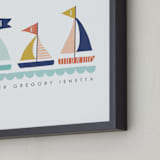 "Sailing Away" - Personalized Art Print in Sea Blue by Lisa Nelson - Frame Close-up