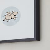 "When Pigs Fly" - Art Print in Sky Blue by Katherine Moynagh - Frame Close-up