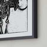 "Dino Woodcut" - Art Print in Black by South City Press - Frame Close-up