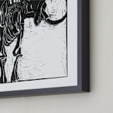 "Dino Woodcut" - Art Print in Black by South City Press - Frame Close-up