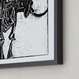 "Dino Woodcut" - Art Print in Black by South City Press - Frame Close-up